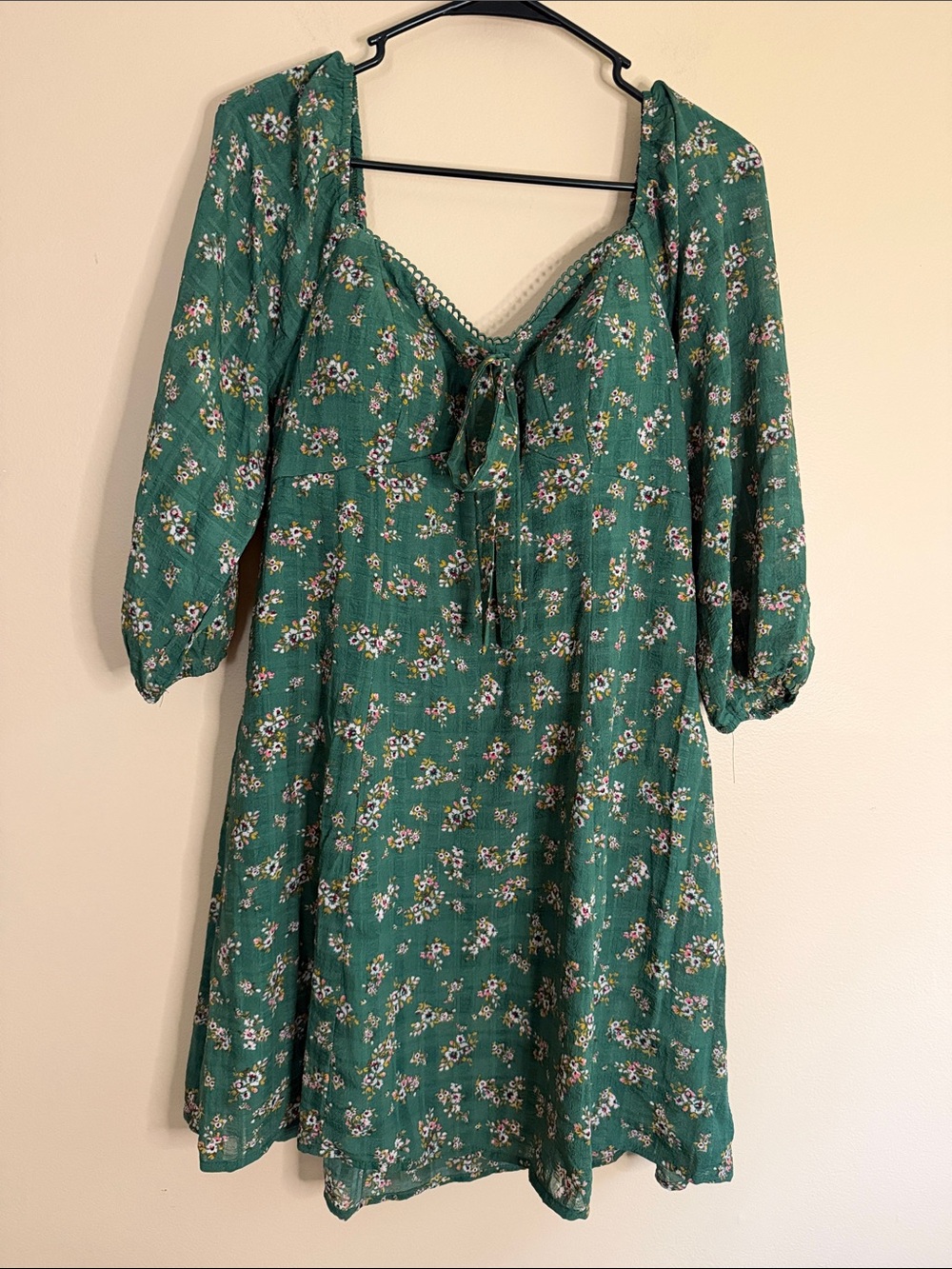 Lily Rose Green Floral Tie-Front Mini Dress